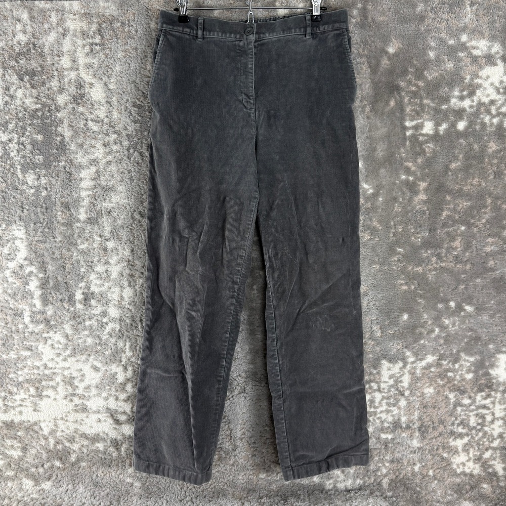 L.L.Bean Size 12 Classic Fit Corduroy Straight Leg Pants Gray Full Length Womens